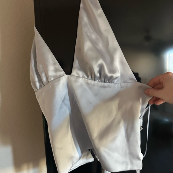 Zara Tops - Zara Light Gray Satin Top